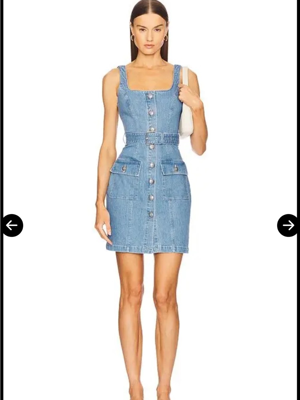 L'agence Midy Denim Button-Front Western Turquoise Button Dress with Belt sz 12